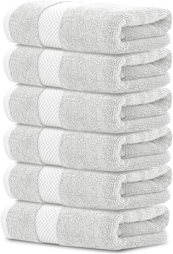 White Classic Luxury Silver Hand Towels