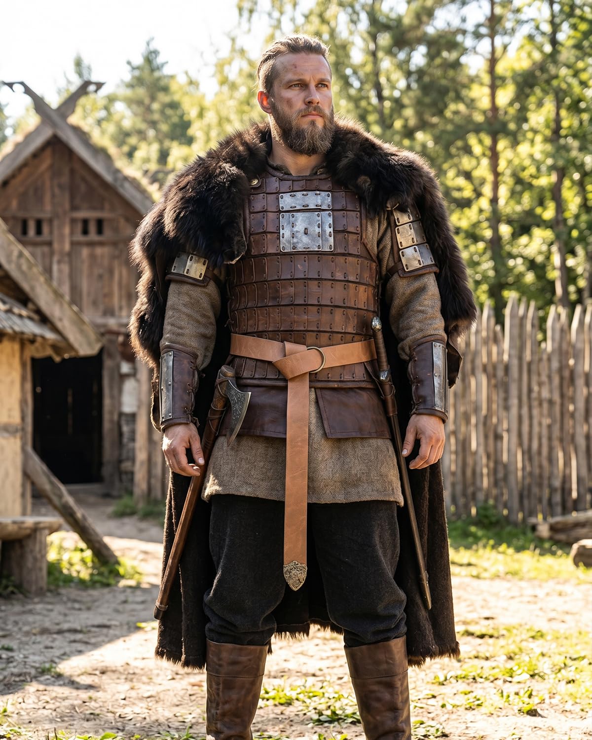 KOTORA Retro Leather Belt Long Medieval Waist Belts Renaissance Accessory Pirate Viking Belt for Men Women Casual Cosplay Costume (1-Brown)