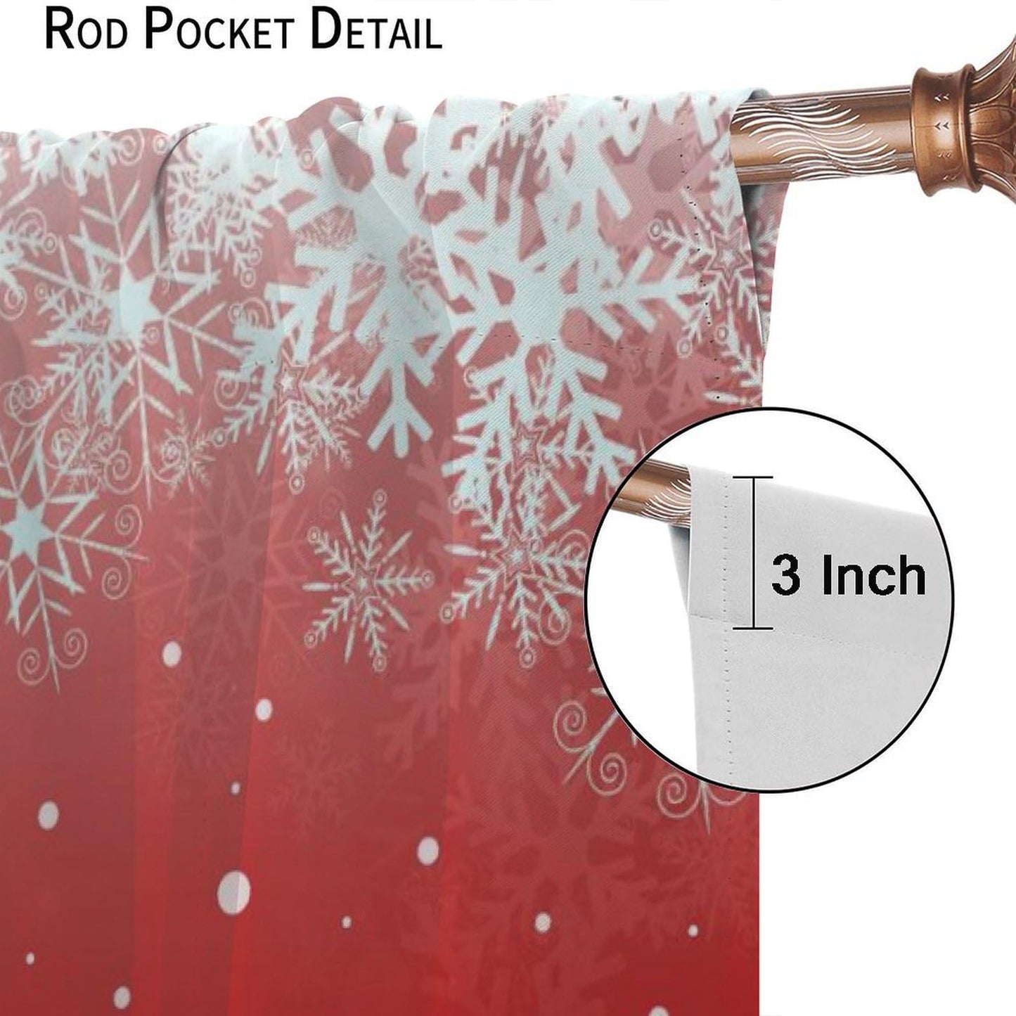 FengMingRui Merry Christmas Snowflakes Curtains for Happy Festival Living Room Bedroom Home Decor Window Drapes 52" W X 84" L