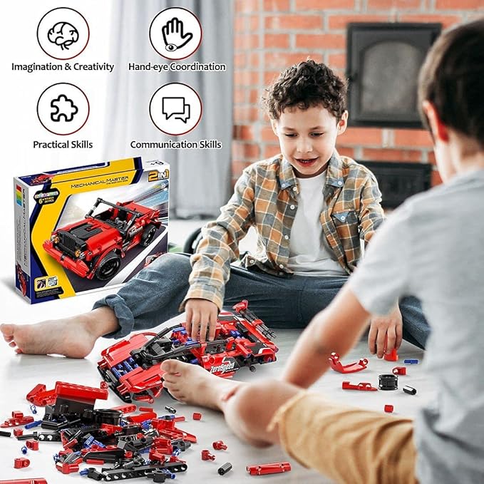 SpringFlower STEM Building Blocks Toys Gifts for Age 6 7 8 9 10 11 12 Boys and Girls DIY Building Bricks STEM Engineering Construction RC ToyRacing Car with Remote Control