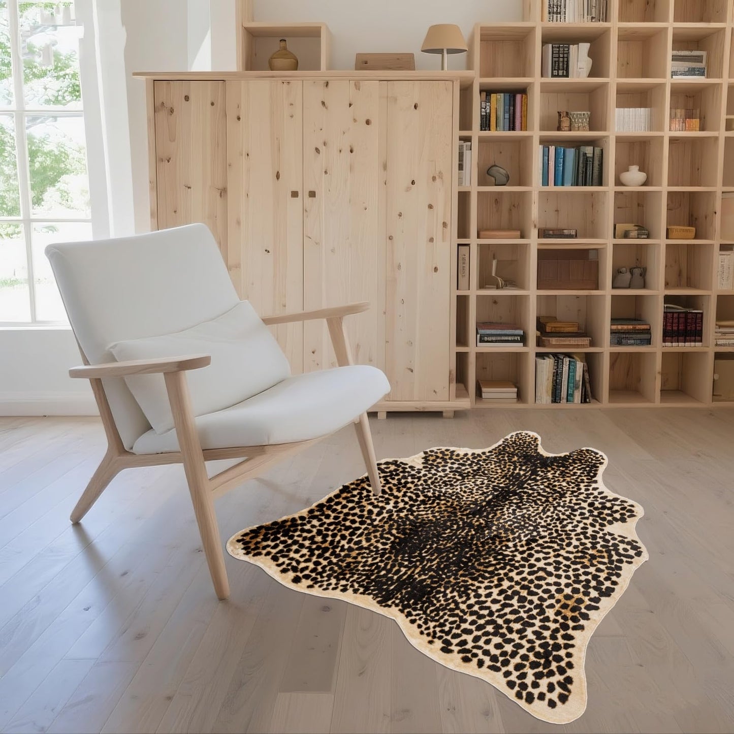 Beawelkomjo Cheetah Print Rug - Stylish Leopard Rug Faux Animal Print, Thick TPR Non-Slip Animal Print Floor Mat for Living Room, Dorm, Apartment (Cheetah Print 37x41In)