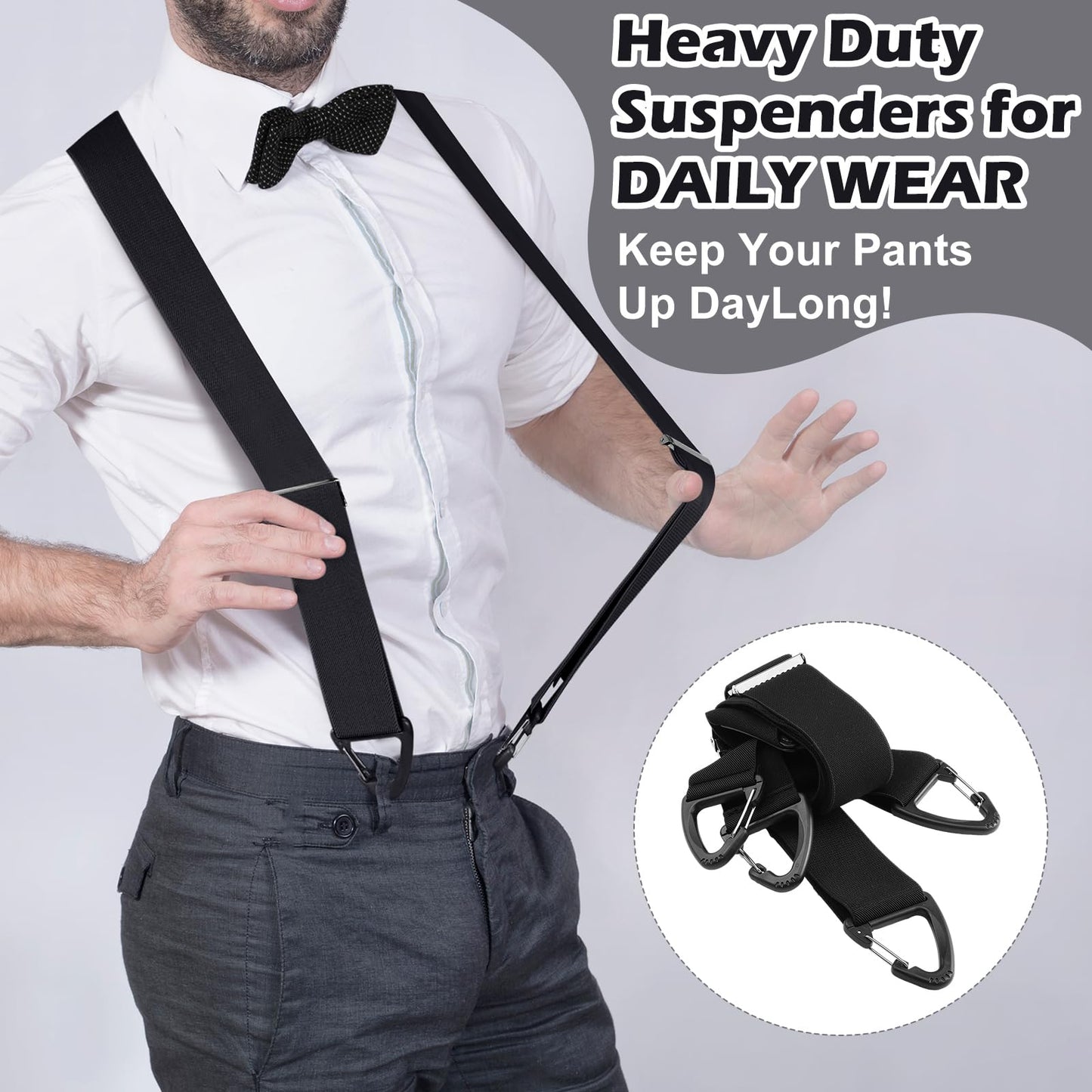 Chicingyou Suspenders for Men 2 Inches Wide X-Back Men's Heavy Duty Adjustable Under Shirt Suspender with Clips for Men Shirt Jeans Pants