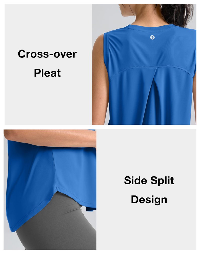 SANTINY Women's Sleeveless Workout Tops Breathable Lightweight Active Tennis Yoga Shirts Athletic Running Tank Tops for Women (Royal Blue_S)
