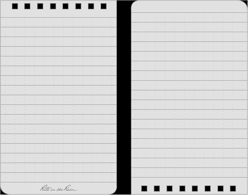 Weatherproof Top Spiral Notebook - Rite in the Rain | 3" x 5", Black Cover, Universal Pattern, 3 Pack