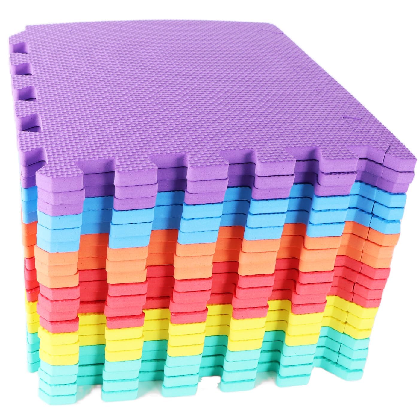 Gym Mats Colorful 20 pcs Floor Mats with Edge Pieces, High-Density EVA Foam Anti-Fatigue Mat