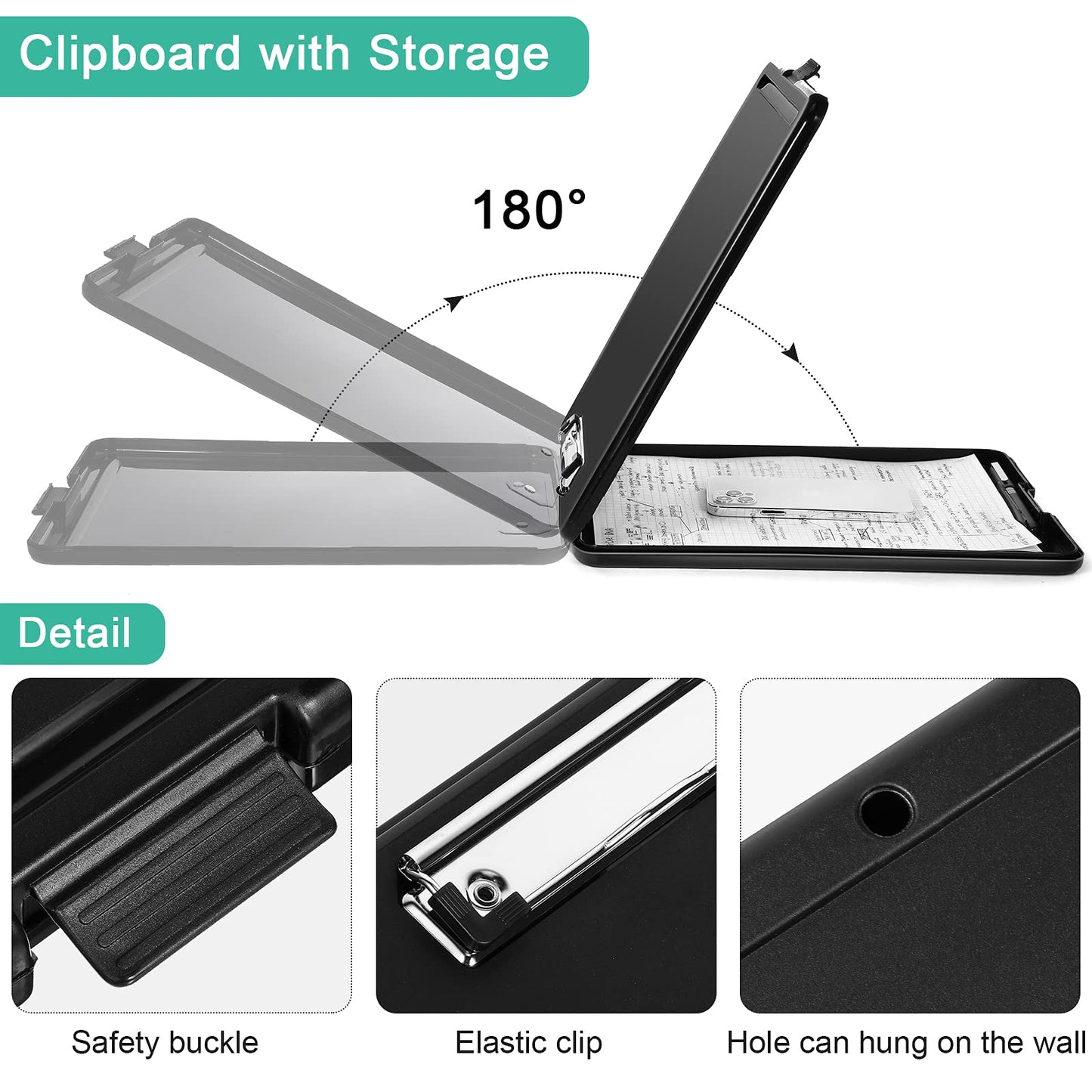 Geyee 16 Pcs Clipboard with Storage Plastic Foldable Nursing Clipboard Storage with Pen Holder 9. 5 x 13. 4 Inch Foldable Clip Board with Low Profile Clip for Student Teacher Nurse Office Supplies
