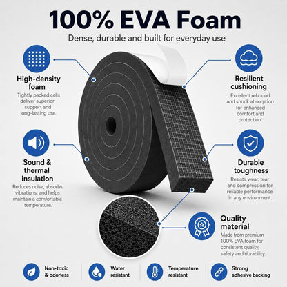 Bantie 33FT EVA Foam Weather Stripping Door Seal, Self-Adhesive Weatherstrip Tape for Door Frame, Window Gaps, Soundproof Insulation
