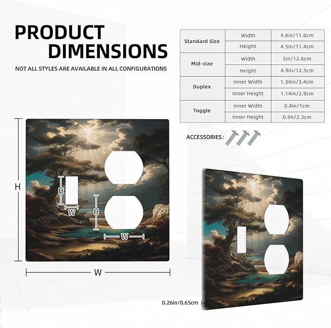 Decorative Art Light Switch Covers Sunburst Over the Wilderness 2 Gang Single Toggle Duplex Combination Electrical Faceplate Switchplate Wall Plate for Home Decor