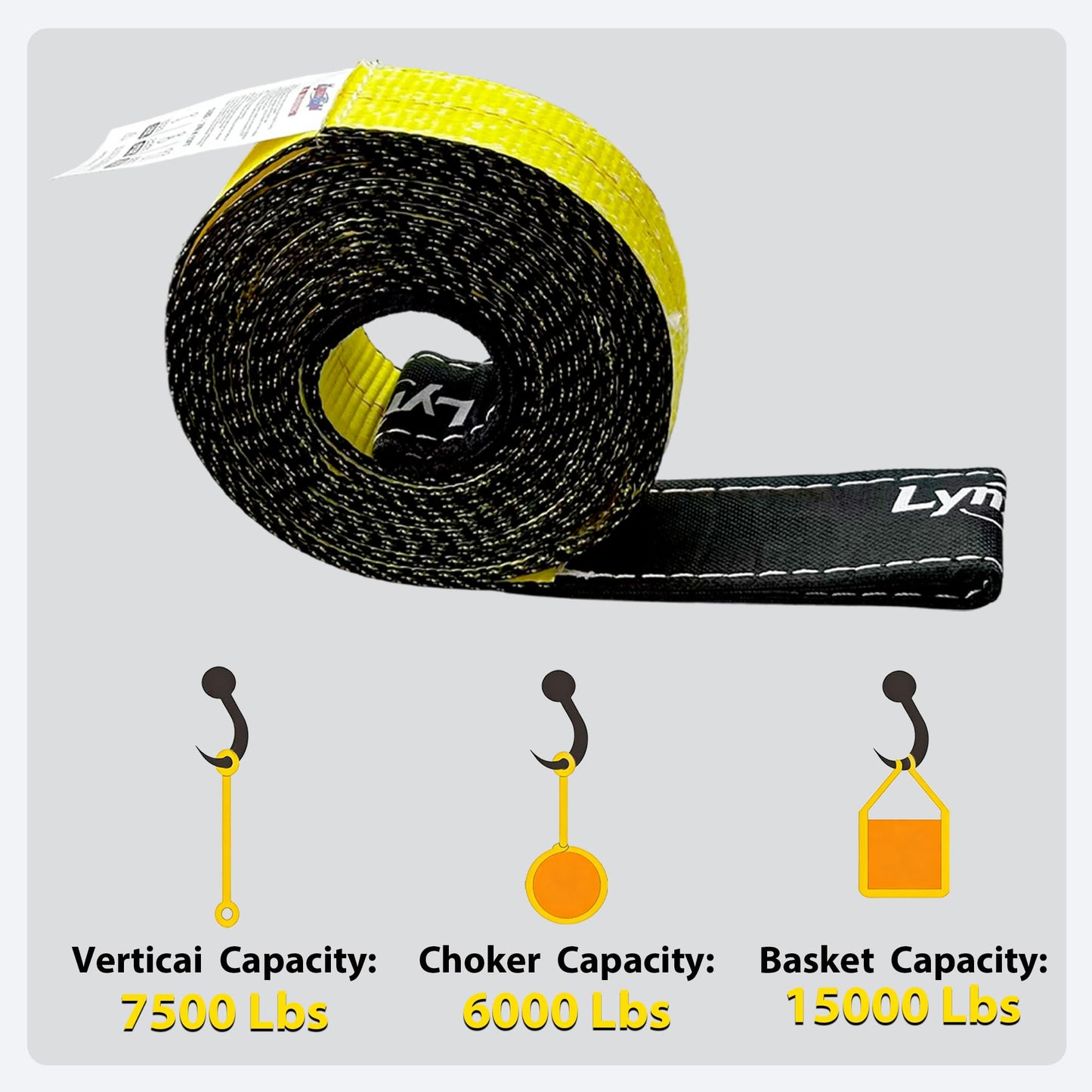 2''x 10FT Lift Sling Web Strap/Wear Guard End, Heavy Duty Flat Eye Lifting Sling with 15,000 lbs Reinforced Loops for Tree Saver Lifting Furniture Appliances Machine 2PK