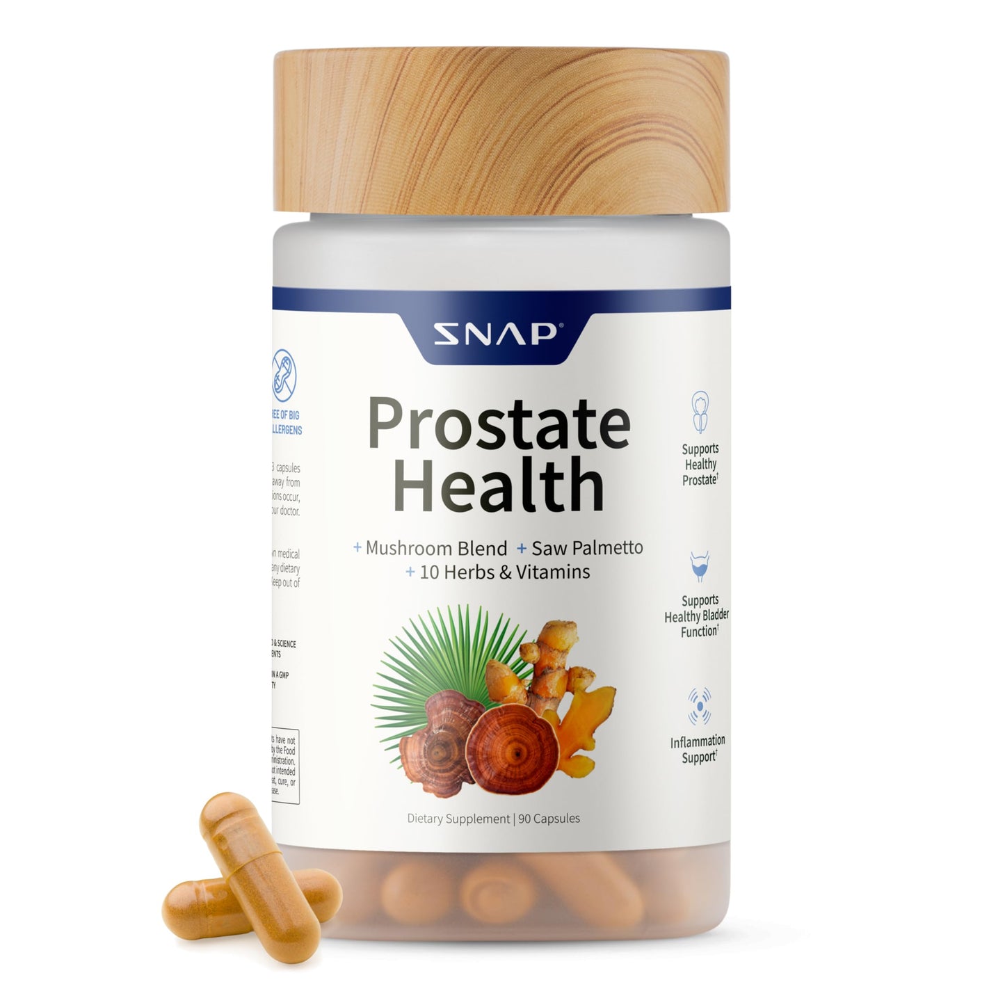 Snap Supplements Prostate Health Support Supplement, Saw Palmetto for Men Plus Stinging Nettle Root, Magnesium Citrate, Zinc and Plant Sterols, Supports Male Urinary Tract Health, 90 Capsules