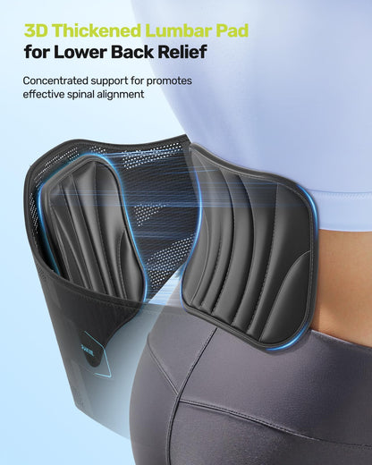 Rakiie Back Brace for Lower Back Pain, 7 Stays Ergonomic Support Brace with Comfortable 3D Pad, Easy to Put On/Off Lumbar Support Belt for Women Men, Pain Relief from Sciatica, Herniated Disc, Size M (Waist: 33.5"-39.4")