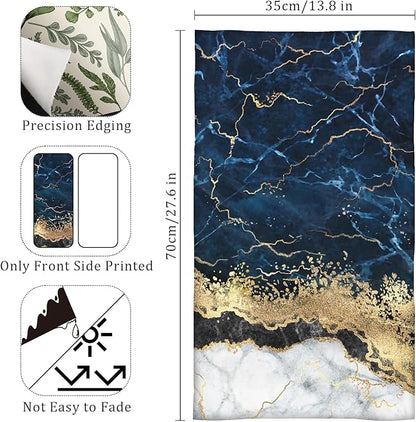 HAISUKA Blue & Gold Marble Lightweight Bath & Kitchen Towels