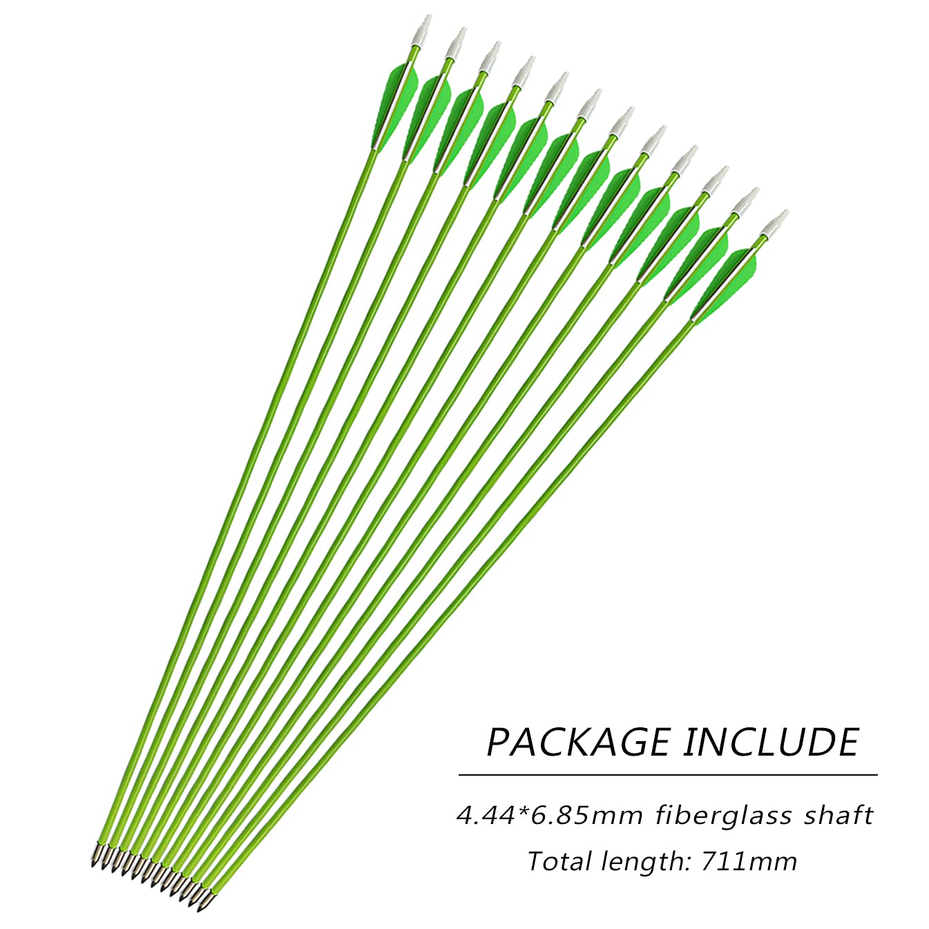 PANDARUS Youth Safetyglass Arrows 28" Fiberglass Archery 26" Target Practice Arrows(Pack of 12) (28 inch Green)