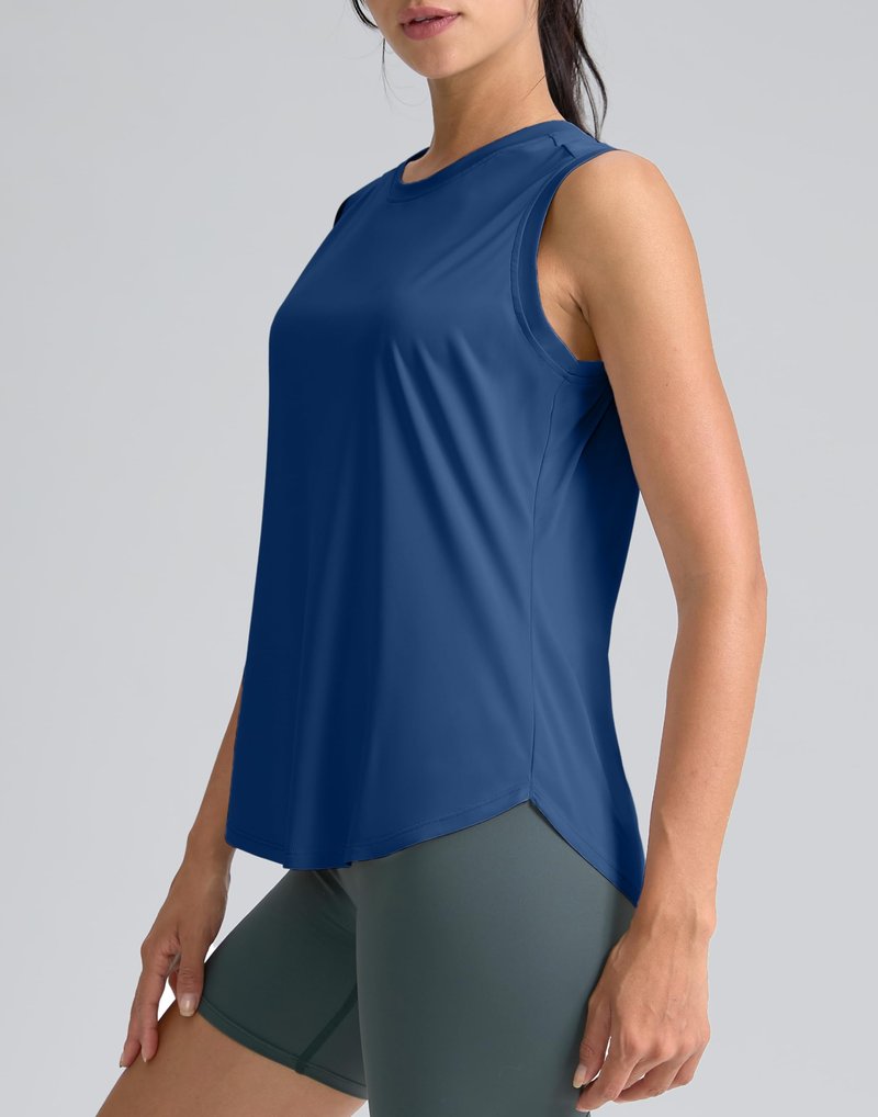 SANTINY Women's Sleeveless Workout Tops Breathable Lightweight Active Tennis Yoga Shirts Athletic Running Tank Tops for Women (Blue_S)