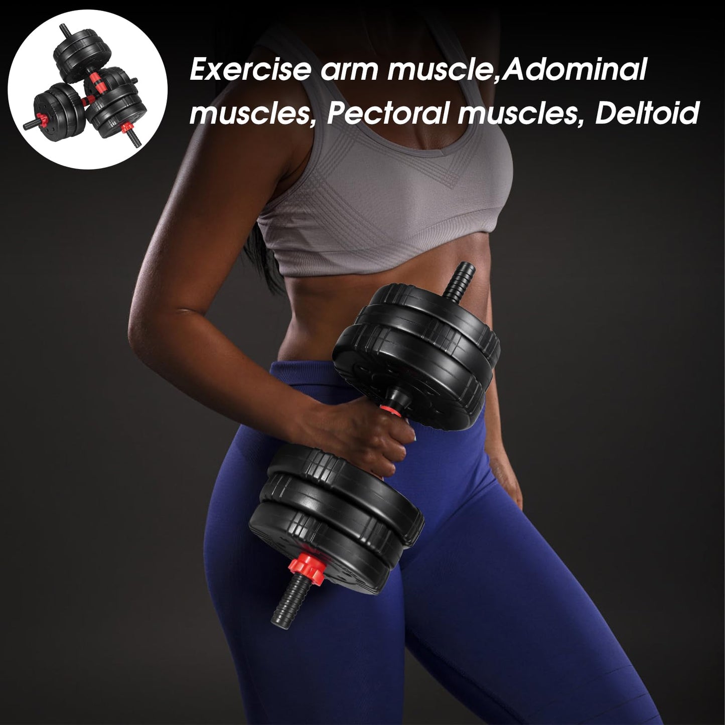 EDOSTORY Adjustable Weight Dumbbell Set, 22/44/66/88lbs Home Gym Free Weights Dumbbells, Used as Barbell Set, Dumbbell Set, Non-slip Handles, Fitness Exercise Equipmen for Men Women