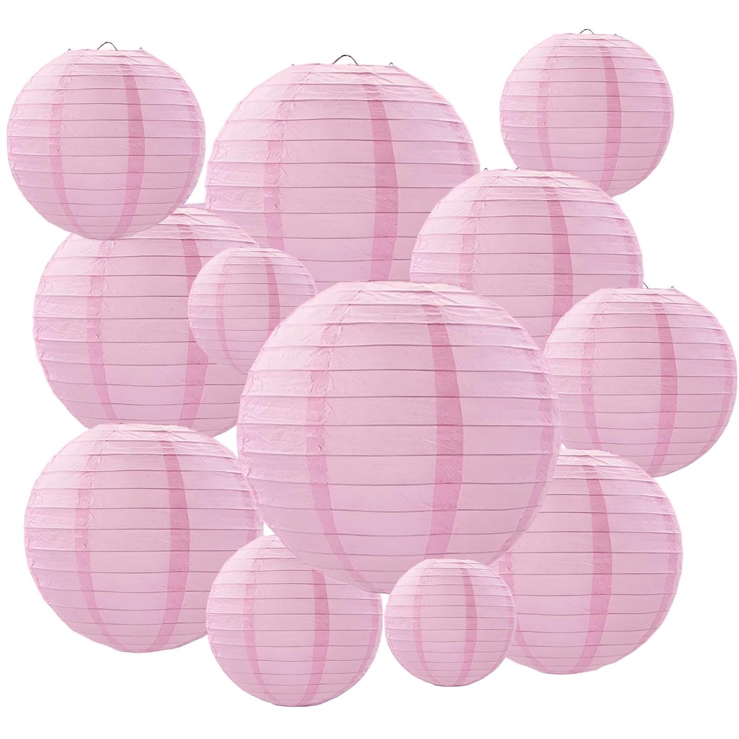 20Pcs Pink Paper Lanterns for Parties, 6” 8” 10” 12” Chinese Asian Hanging Round Paper Lanterns for Birthday Wedding Halloween Christmas Home Decor Party Decor