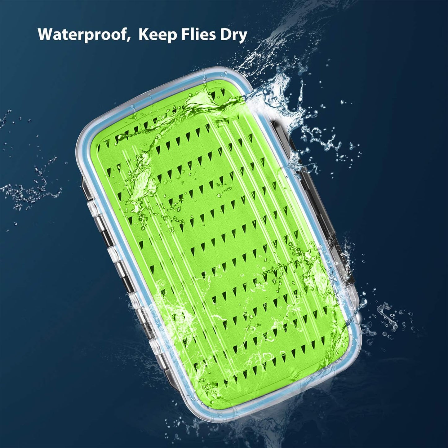 Gonex Fly Boxes for Fly Fishing Jig Boxes Two-Sided Waterproof Lightweight Fly Fishing Box Easy Grip Transparent Lid Fly Fishing Lures Box Sizes A+B+C, Green