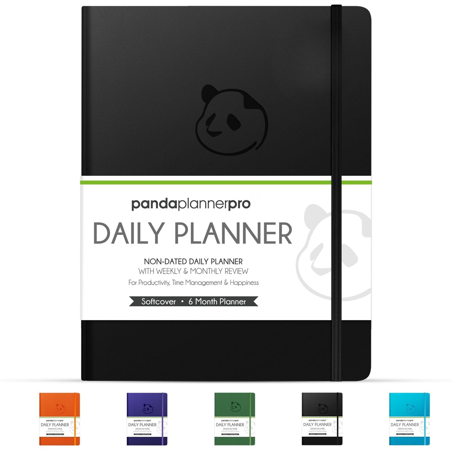 Panda Planner Pro A4 Daily Planner 2026 – 6 Month Large 8.5x11 Undated Academic & Productivity Planner with Daily, Weekly & Monthly Calendar, Work Planner, Goal Tracker, Habit Tracker & Personal Development Organizer – Black
