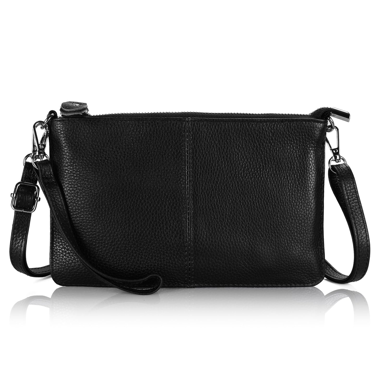 befen Black Women's Genuine Leather Wristlet Clutch Crossbody Phone Bags Wallet Purses and Handbags for Women with RFID Card Slots, Fit Phone 14 Pro Max