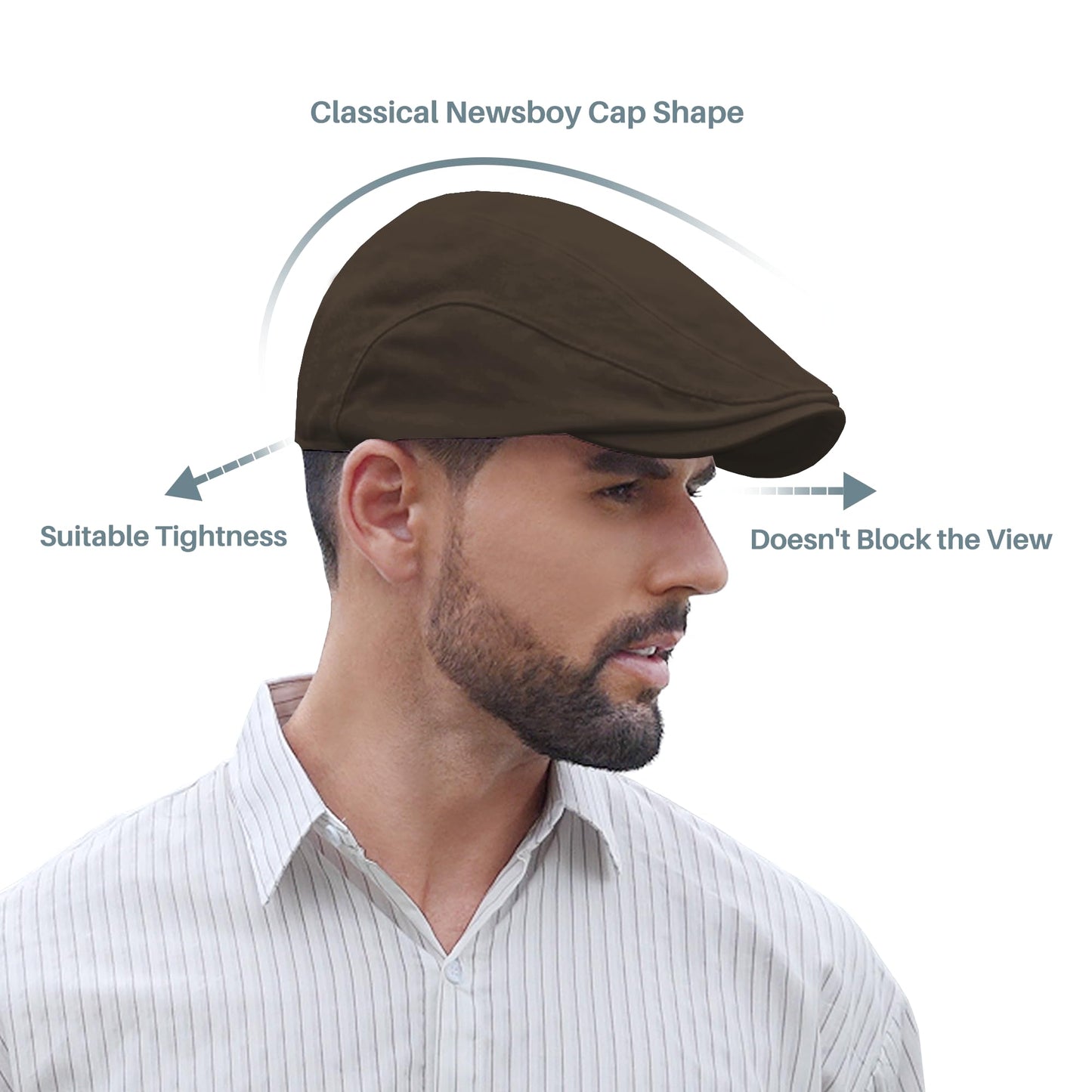 Newsboy Cap for Men 100% Cotton Mens Flat Hats Newsies Hat Classic Irish Gatsby Ivy Cabbie Golf Hats Coffee