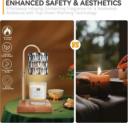 TOACSUCP Candle Warmer Lamp with 3 Bulbs, Adjustable Height Dimmable Candle Warmer with Timer, Compatible with Large Jar Candles, Candle Lamp with Charming Gift Box Ribbon for Her/Him