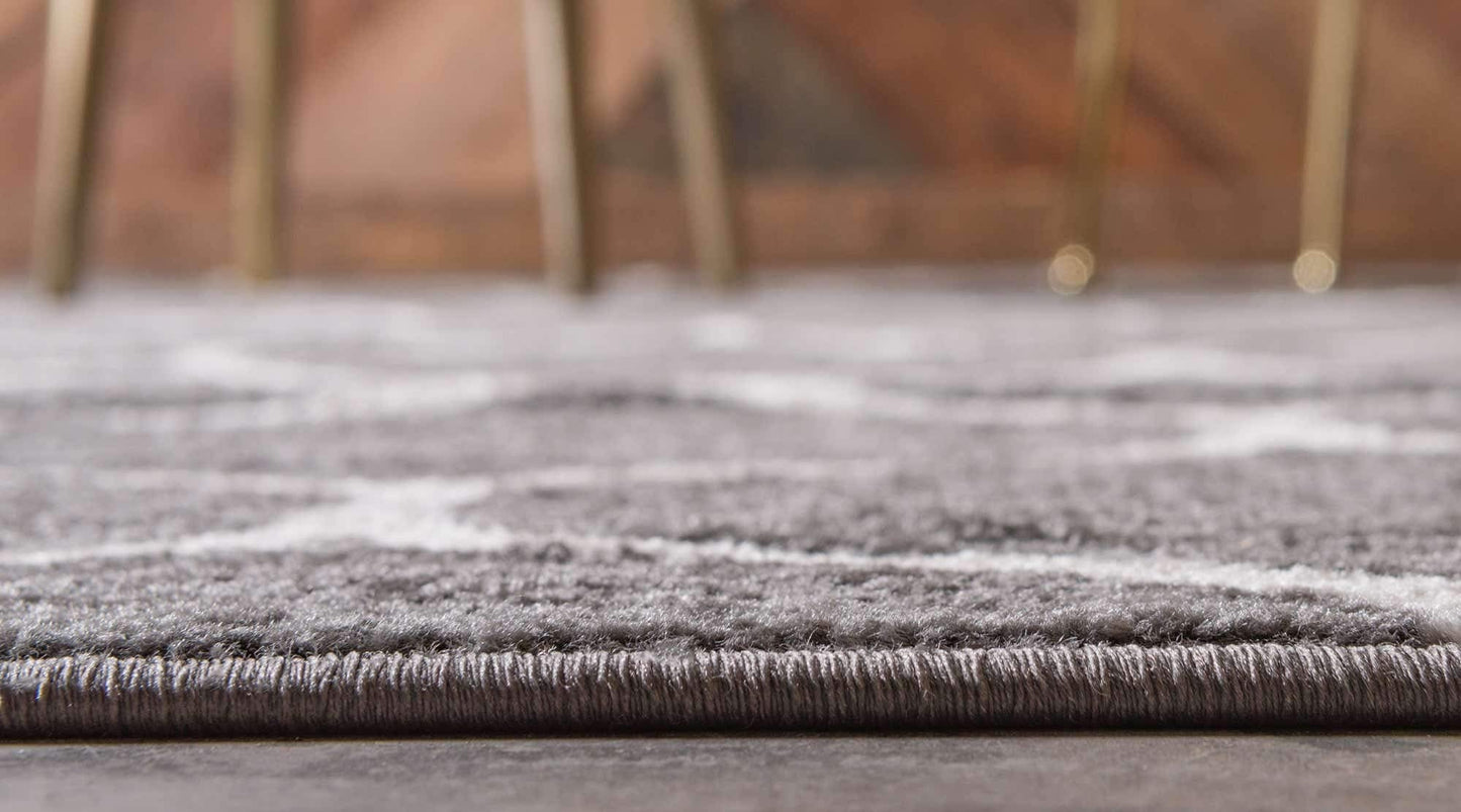 Unique Loom Trellis Frieze Collection Area Rug - Rounded (8' x 10', Dark Gray/ Ivory)