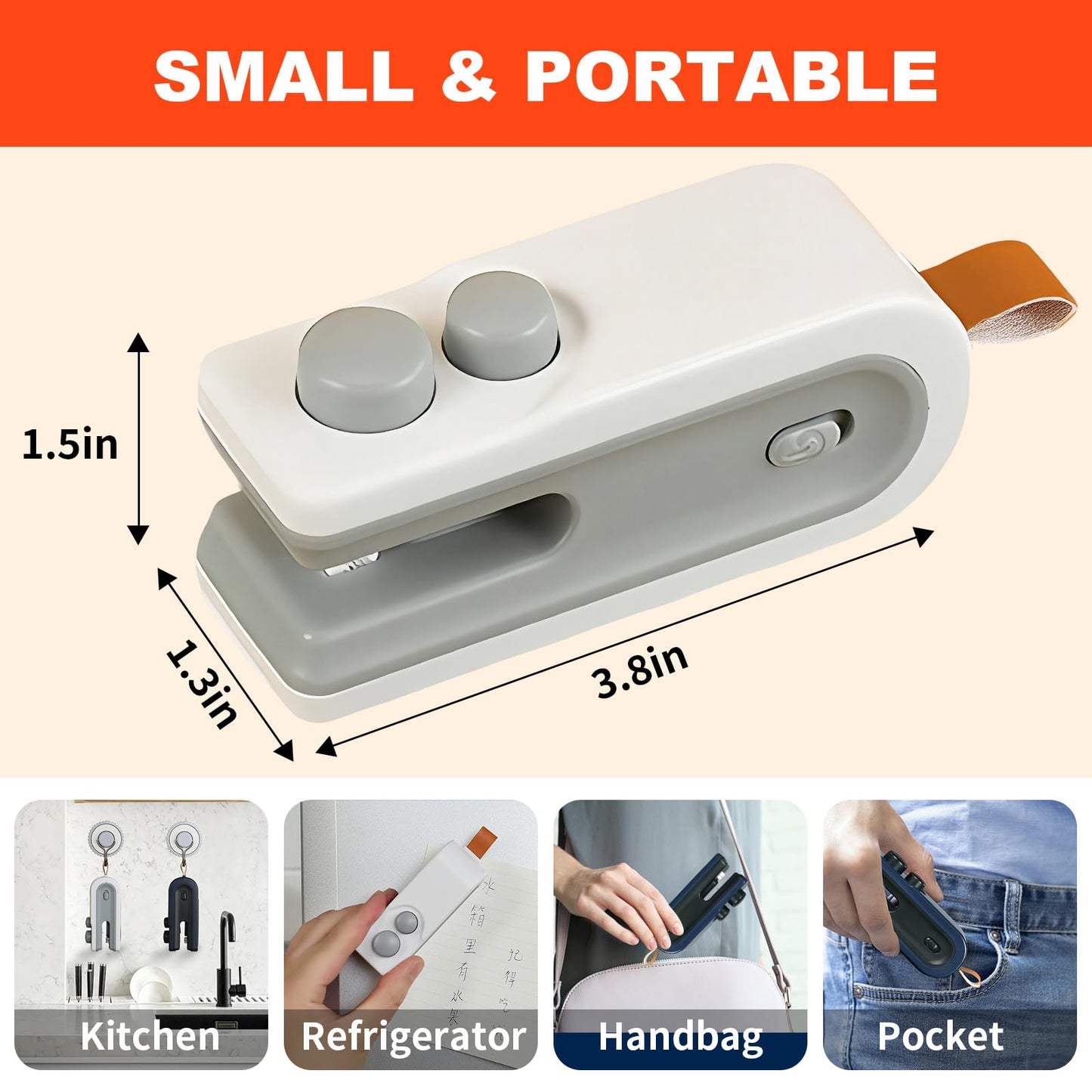 2Pcs Mini Bag Sealer, 2026 New 2 in 1 Magnetic Food Sealer with Cutter and Magnet, USB Rechargeable Chip Bag Sealer Heat Seal Tool, for Snacks, Chips, Food Freshness Storage (White + Blue)
