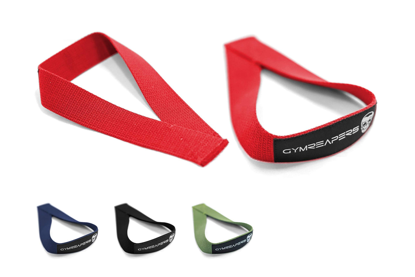 Gymreapers Olympic Lifting Straps for Weightlifting, Snatch, Clean, Powerlifting, Strongman, Deadlifts - Durable Cotton with Reinforced Stitching (Pair) (Red)