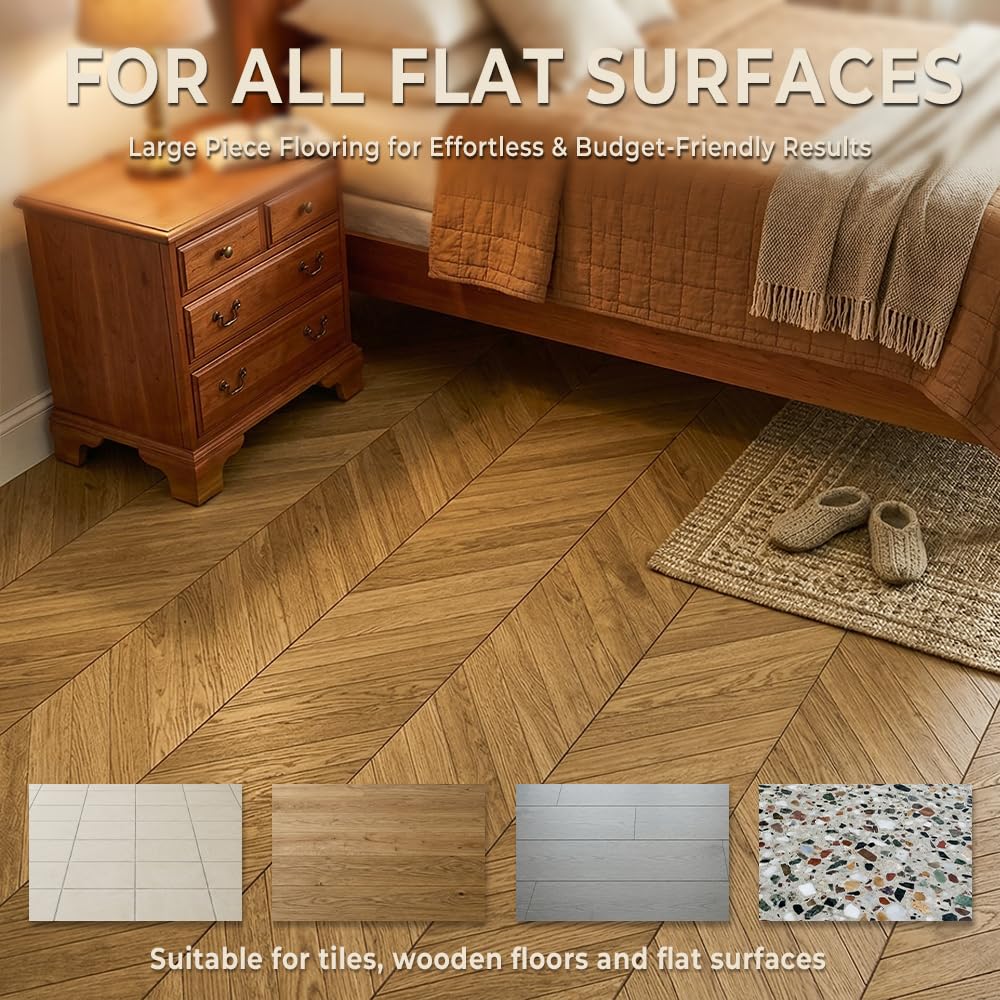 Wood Grain Peel and Stick Vinyl Flooring Roll - 15.7" X 236" Vinyl Flooring Roll,Textured with Waterproof, Slip-Resistant for Bedroom, Living Room