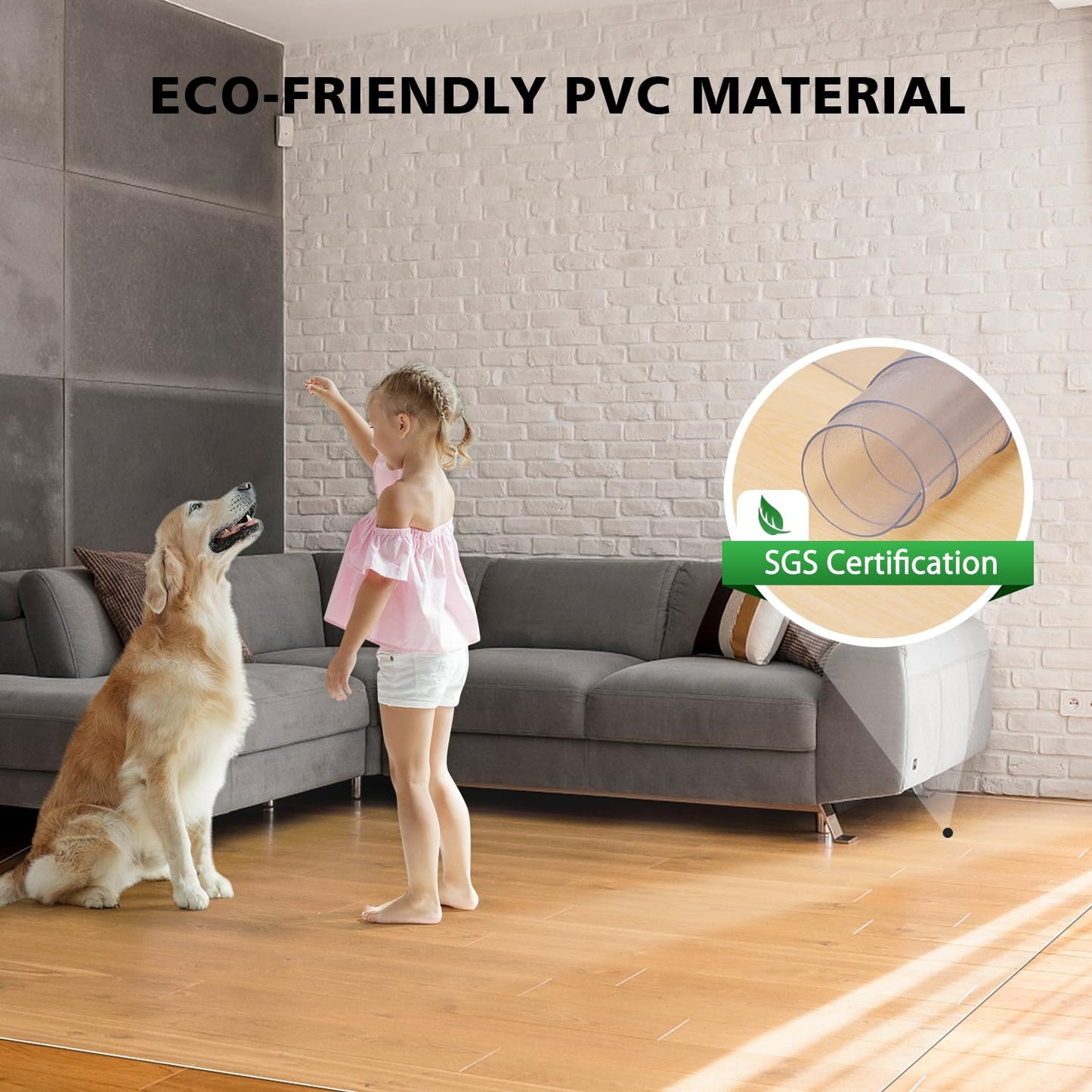 FURKIT Clear Chair Mat, 3'×5'Floor Mats for Home, Durable Non-Slip Hard Floor Protector, PVC Waterproof Floor Protetor for Kitchen, Bedroom, Pet Litter Mat