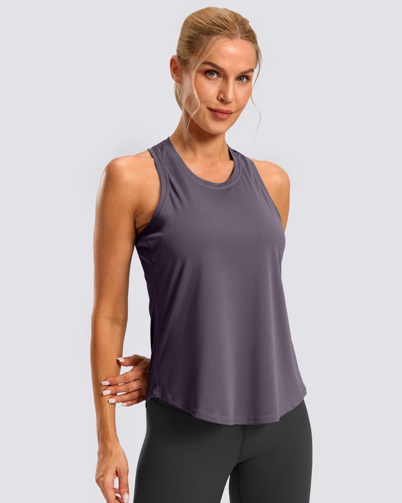 G Gradual Women's Workout Tank Tops Racerback Athletic Yoga Tops Loose Fit Sleeveless Running Gym Sports Shirts for Women(Purple Grey,XXL)