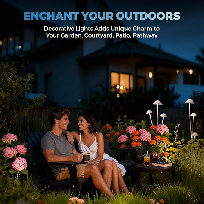 Gardencoin Outdoor Garden Decorative Lights, LED Landscape Lighting Decor IP65 Waterproof, Mushroom Light Wired with Transformer for Backyard, Patio, Lawn, Pathway Decoration, Set of 3