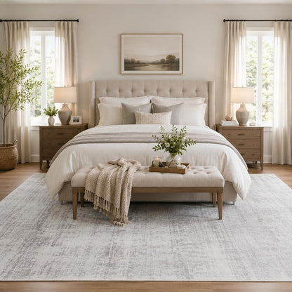 FancyRoof 8x10 Area Rugs for Living Room Bedroom Washable, Modern Abstract Grey White Beige Rugs Large Carpets Ultra Soft Faux Wool Retro Dining Room Non Slip & Non-Shedding Low Pile Print