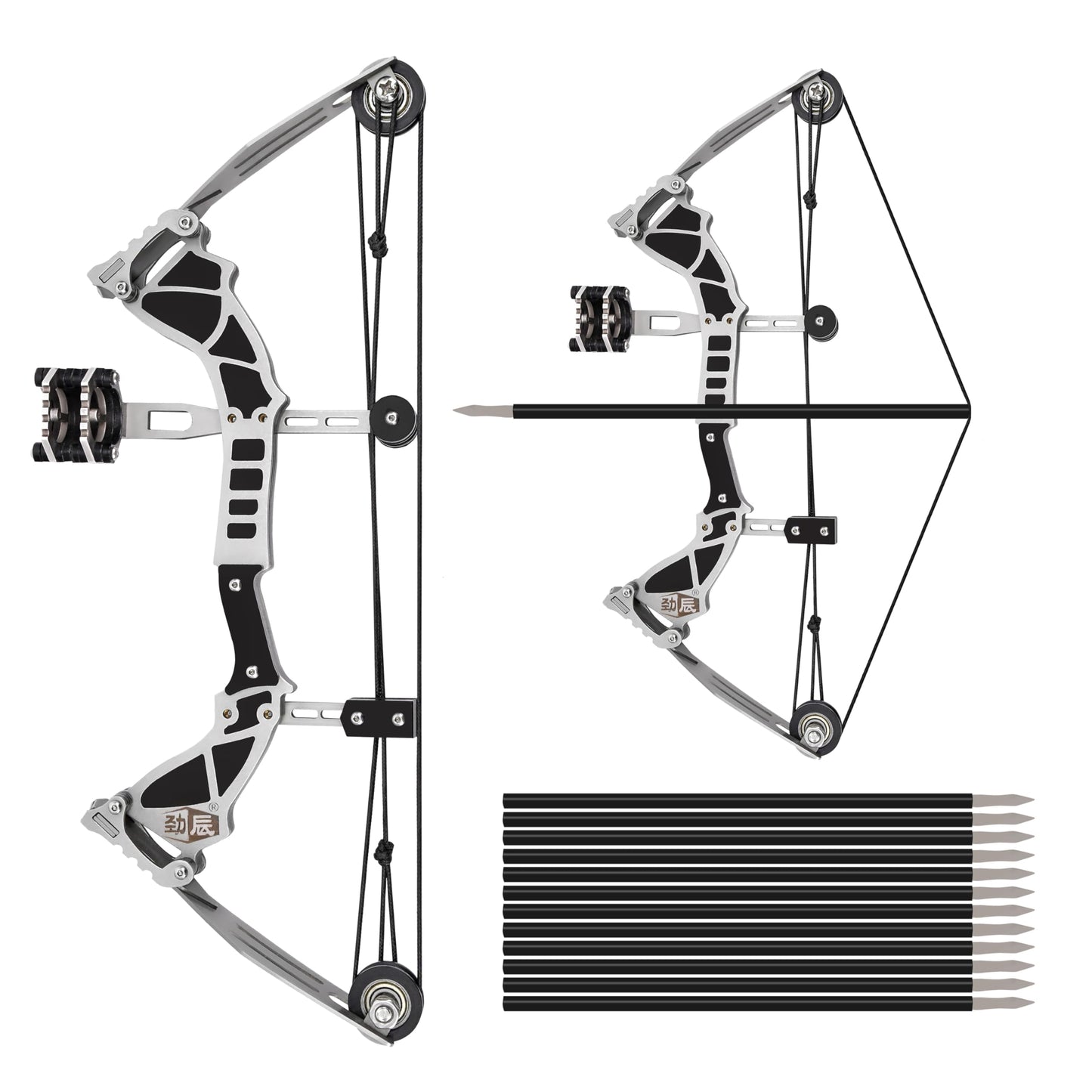 Mini Archery Bow Set Mini Compound Bow Mini Hunting Bow Metal Material Archery RH/LH for Hunting Shooting Practice Archery Fun Games (Style 6)