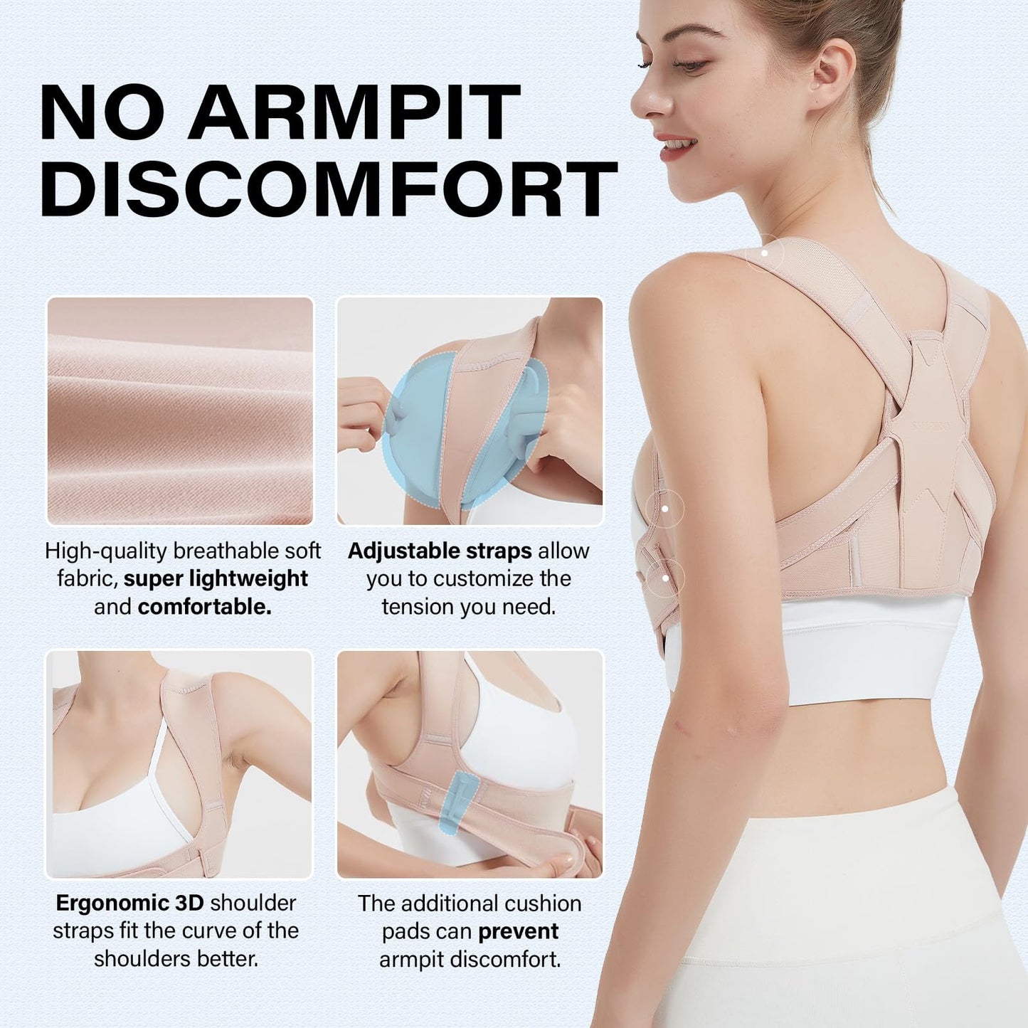 SHAPERKY Posture Corrector for Women and Men: Adjustable & Breathable Upper Back Brace - Posture Support for Sitting Work & Daily Use (Small/Medium)