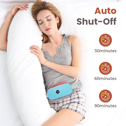 NOWWISH Heating Pad for Period Cramps Pain Relief, Portable Electric Cordless Menstrual Heating Pad Rechargeable with 6 Heat Levels and 6 Massage Modes, Christmas Gifts for Women Teen Girls, Pink