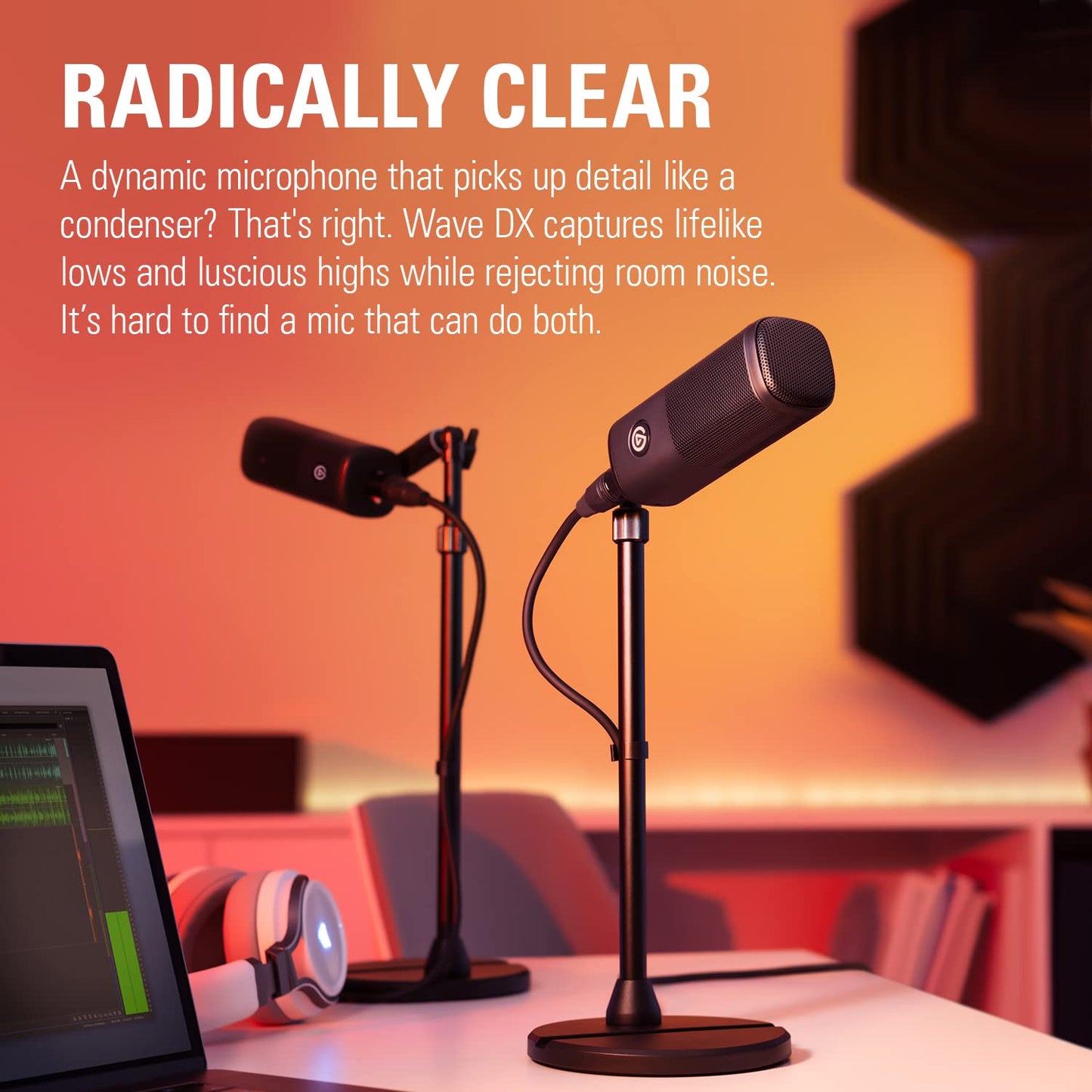 Elgato Wave DX - Dynamic XLR Microphone, Cardioid pattern, Noise Rejection, speech optimised for Podcasting, Streaming, Broadcasting, No Signal Booster Required, works with any Interface, for Mac, PC