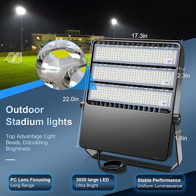 360W Stadium Flood Light Outdoor LED, 50800 Lumen 110-270v Commercial Super Bright Yard Floodlight 5000k, IP65 Waterproof Exterior Flood Lighting Security for Arena, Field, Sport, Court