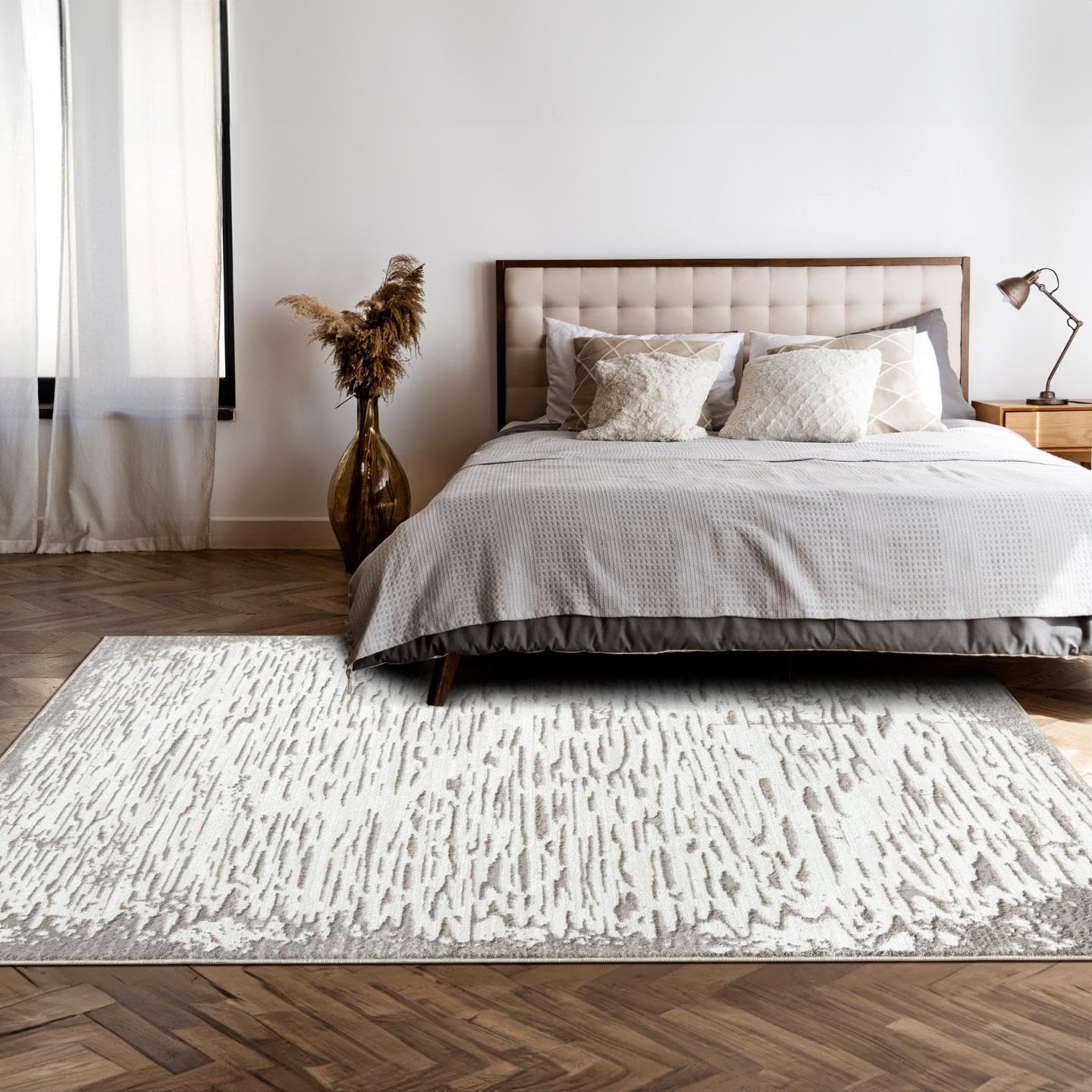 LUXE WEAVERS Artistic Metallic Gray 5x7 Area Rug, Plush Abstract Textured Living Room Carpet