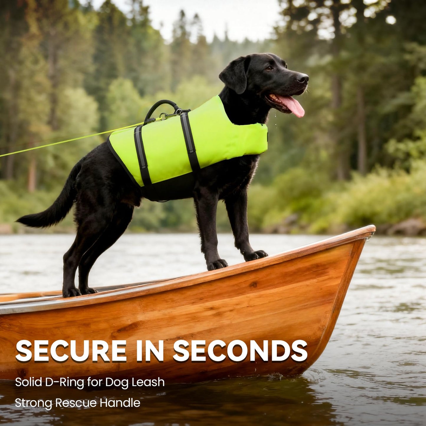 VIVAGLORY Dog Life Vest Rip Stop Dog Swim Vest, M, Bright Yellow