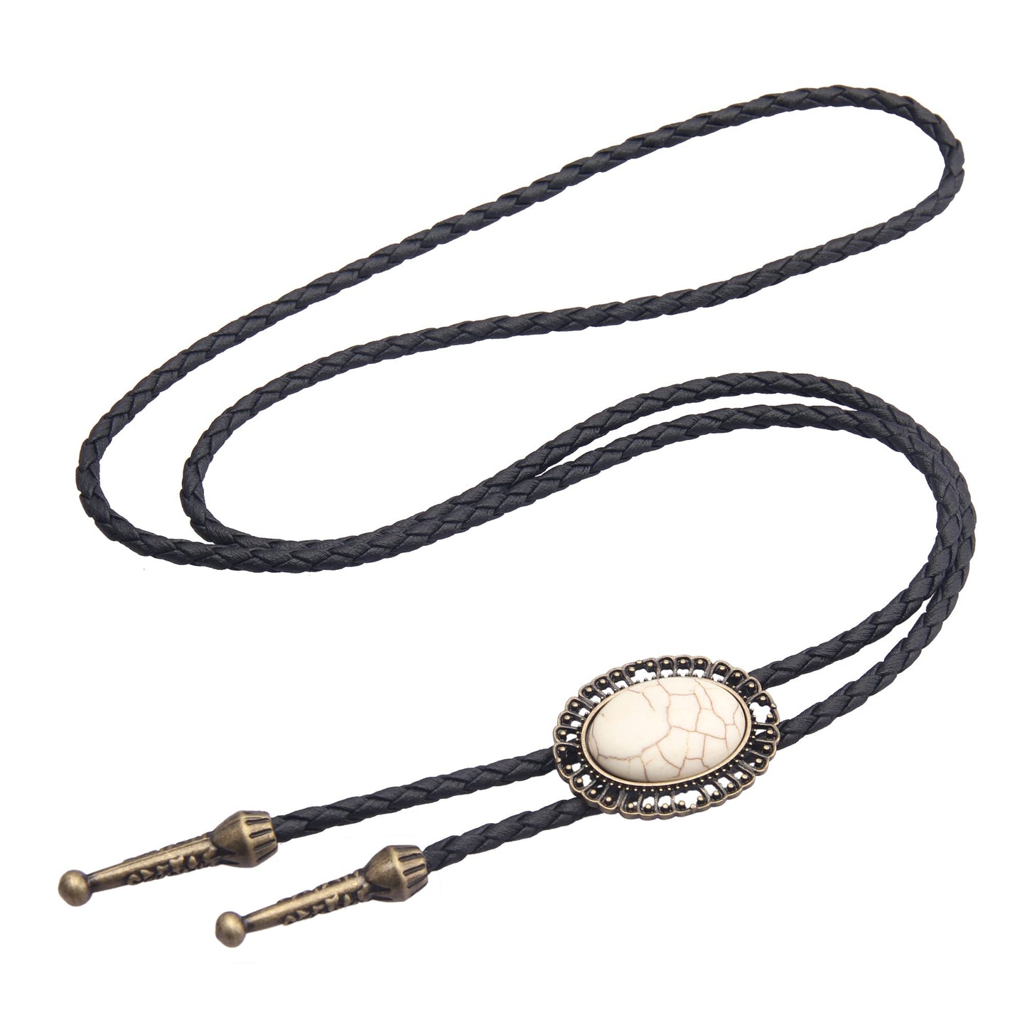 GelConnie Bolo Tie for Men Western Tie Gold Cowboy Tie White Turquoise Necktie Necklace American Indian Bolo Tie for Women