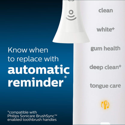 Philips Sonicare W DiamondClean - Genuine Replacement Electric Toothbrush Heads, White, 4 Pack One Year Supply, HX6064/65