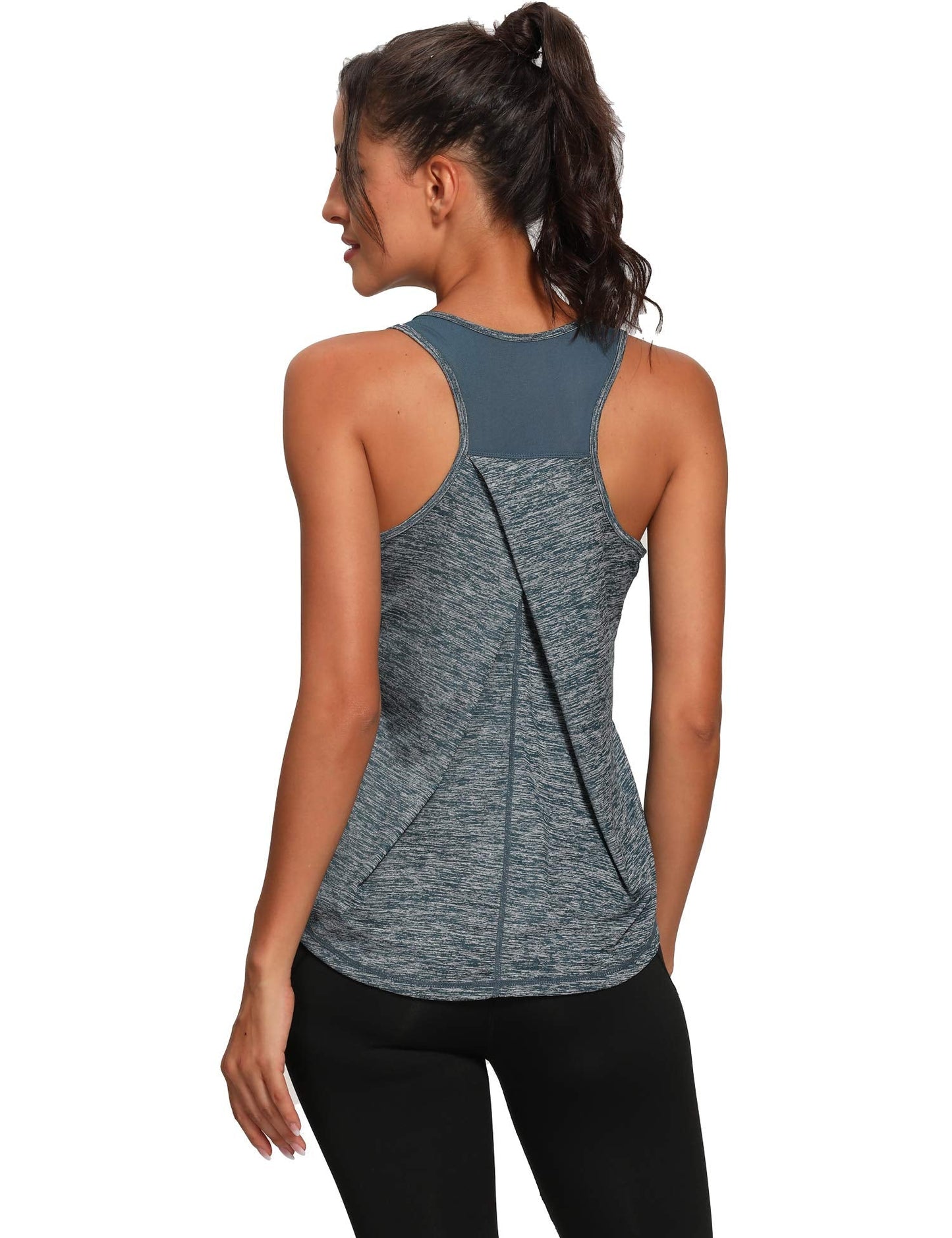 Aeuui Womens Workout Tops for Women Racerback, Mesh Yoga Shirts Athletic Running tank tops Sleeveless Gym Clothes blue black