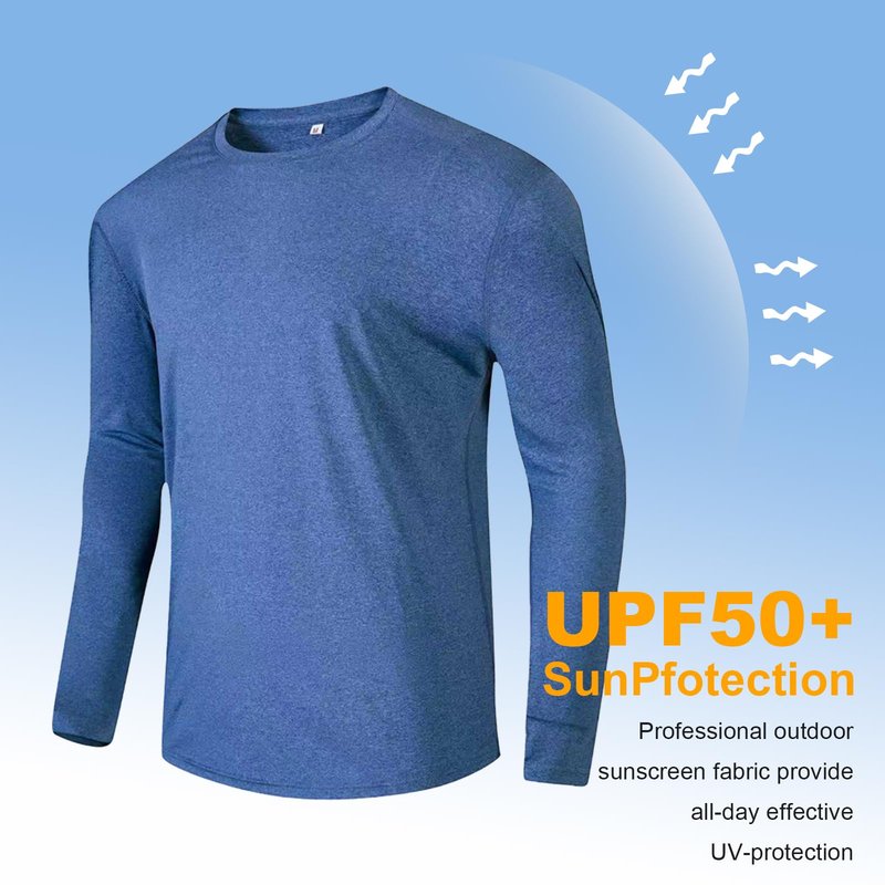 Mens Long Sleeve T Shirts 6 Pack,Tee Shirts for Men Workout Gym Athletic Sun Protection Performance Running Shirts(L)