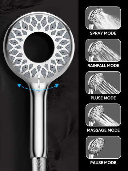 Cobbe Dual Shower Head with Magnetic Handheld, High Pressure Rain Shower Combo 2-in-1 Fixed & Detachable, Multiple Spray Modes, Built-in Magnet Dock 6ft Hose, Chrome