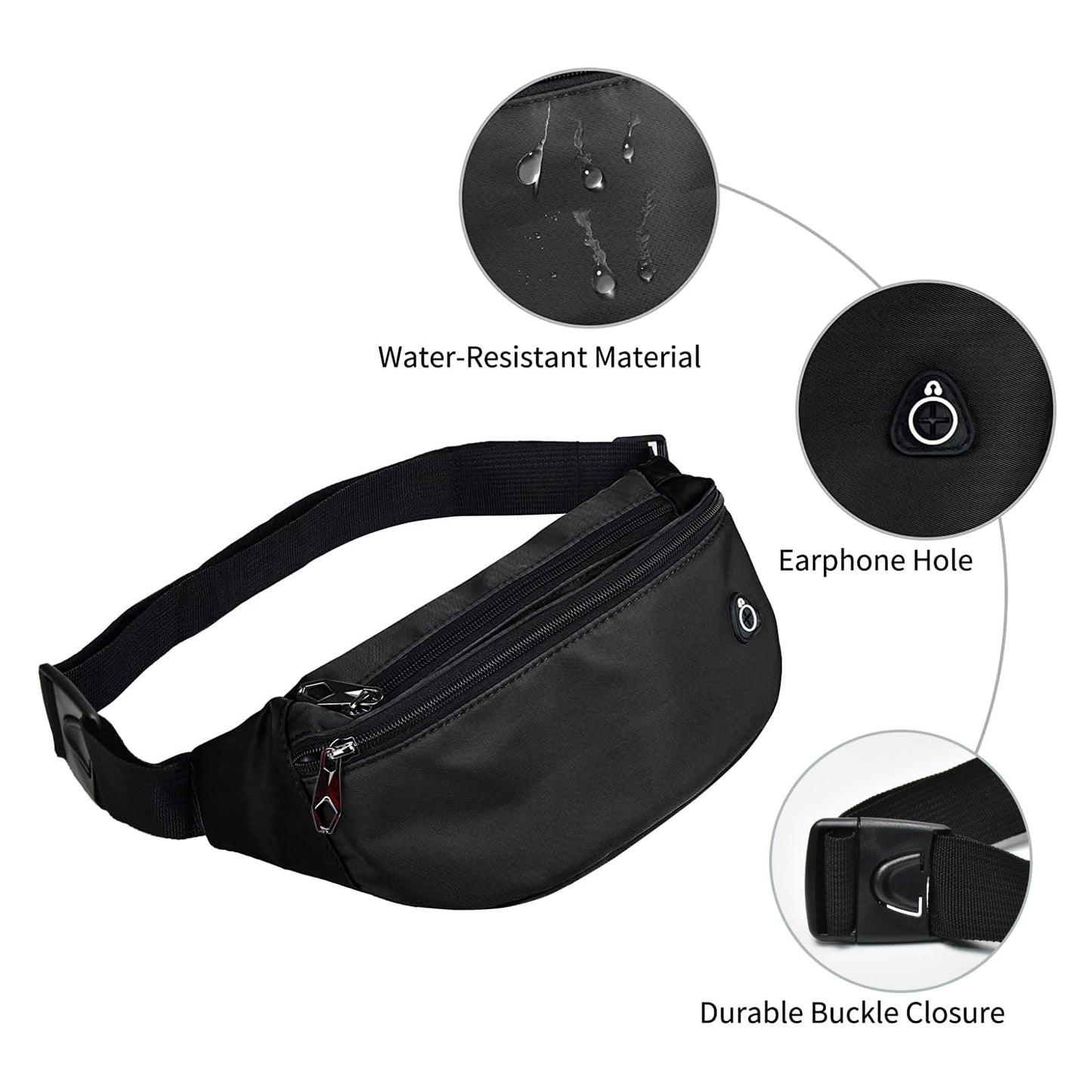 Fanny Packs for Men and Women, Water-RepellentSports Waist Pack Bag for Travel Hiking Running Hands-free Wallets, Easy Carry Any Phone