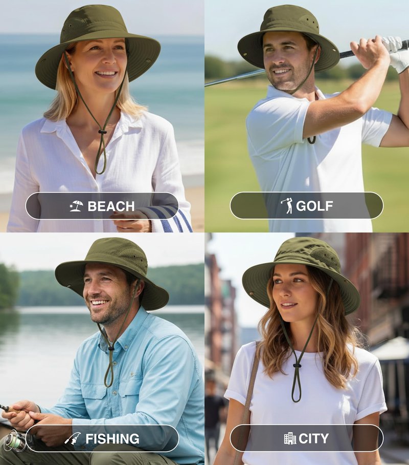 GearTOP UPF 50+ Safari Hats for Women Sun Hats for Men & Women, Mens Bucket Hat Hiking Golf Beach & Fishing Hat for Men