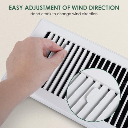 VallisCo Register Booster Fan 4"x10", 10-Speed Quiet Vent Fan with Negative Ion, Thermostat & Remote, Enhances and Improves Heating & Cooling Efficiency, Air Vent Booster for Home Room Comfort, White