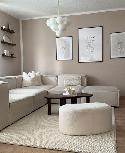S & L Homes Wool Cotton Hand Woven Chunky Knit Popcorn Rug - Ivory Contemporary Area Rug for Living Room Bedroom (5' x 8' - Ivory)