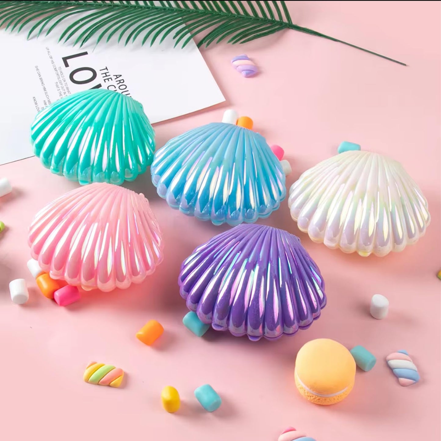10Pcs Shell Candy Boxes Plastic Plastic Candy Containers Small Gift Box Jewelry Storage Box Seashell Containers Box for Wedding Birthday Baby Shower Christmas Party Favors Home Decor (10pcs)